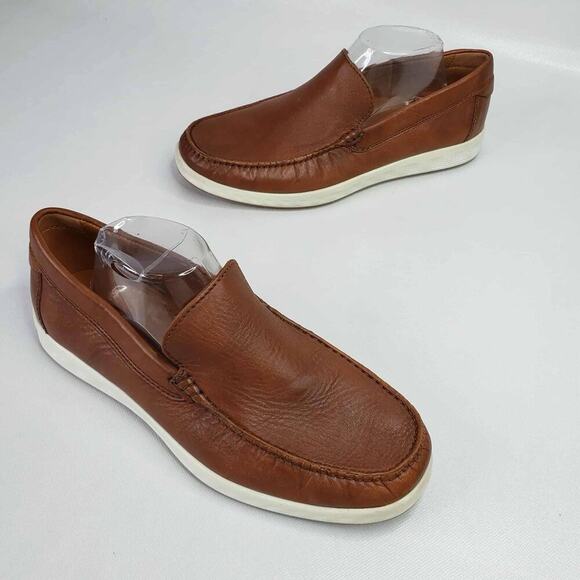 ECCO Lite Moc Mens Leather Moccasin Size 42 US 8 Brown Leather Slip On - Picture 1 of 8